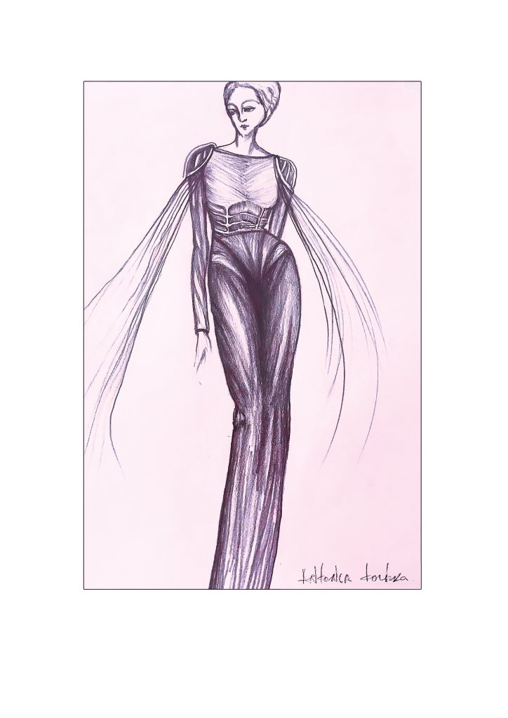 META APHRODITE, fashion drawing with pencil by Antonia Tochka