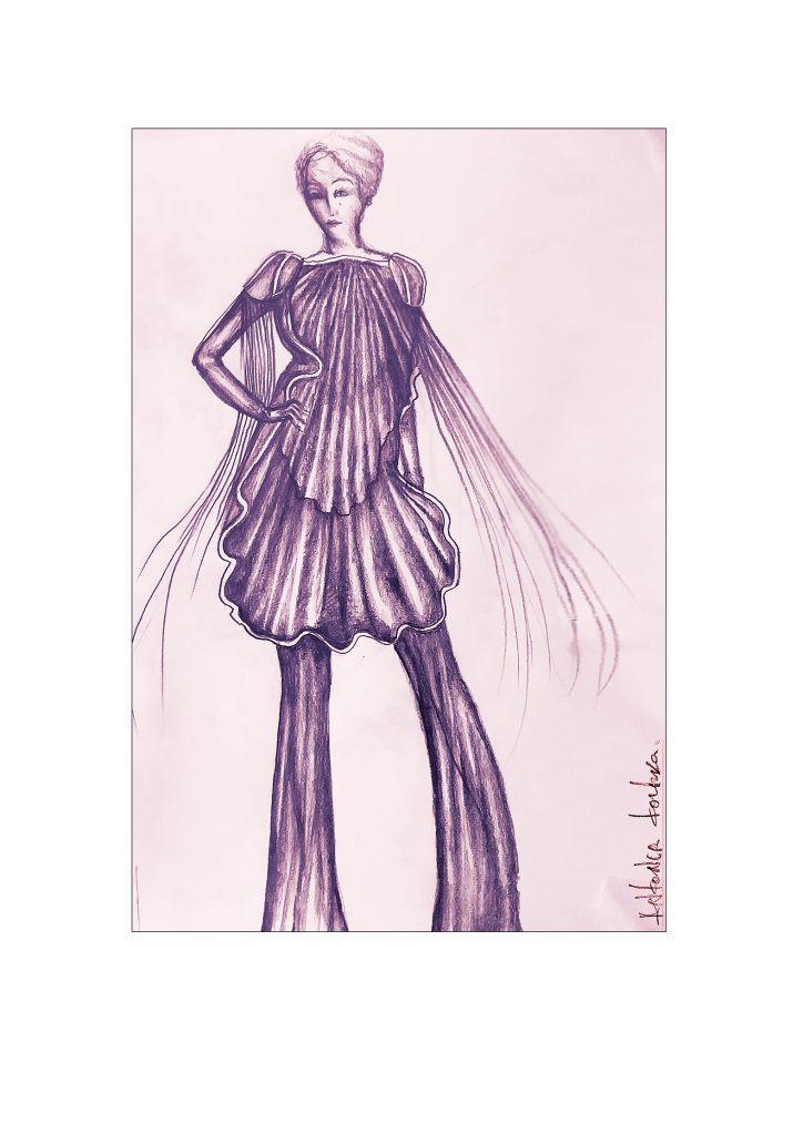 META SHELL, fashion drawing with pencil by Antonia Tochka